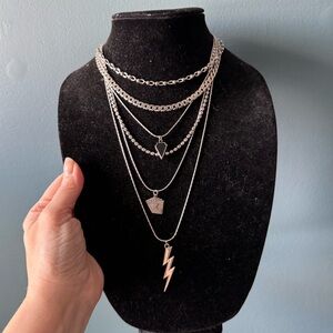 Elegant Silver Layered Necklace Set